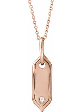 14K Yellow Gold .05 CT Natural Diamond Initial A 16-18