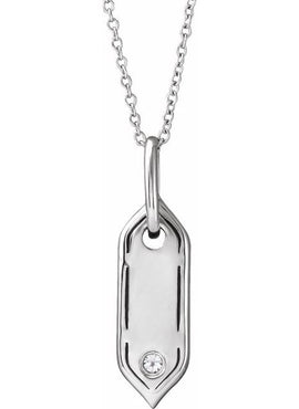 14K Yellow Gold .05 CT Natural Diamond Initial A 16-18