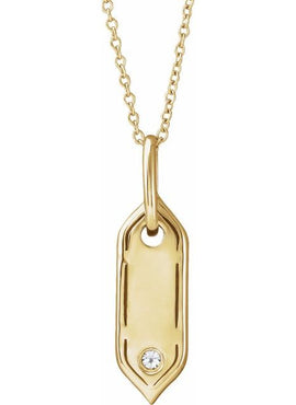 14K Yellow Gold .05 CT Natural Diamond Initial A 16-18
