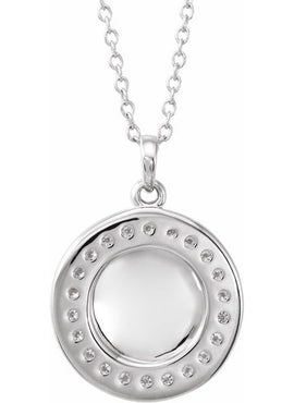 14K White Gold 1/5 CTW Natural Diamond Engravable 16-18