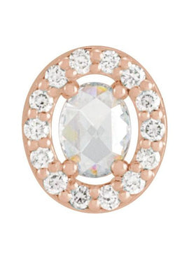 14K Rose Gold Natural White Opal  & .05 CTW Natural Diamond Halo-Style Pendant