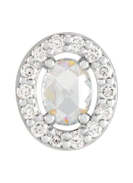 14K Rose Gold Natural White Opal  & .05 CTW Natural Diamond Halo-Style Pendant