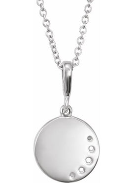 14K White Gold 1/10 CTW Natural Diamond Crescent Moon 16-18