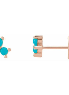 14K White Gold White Opal Three-Stone Cabochon Earrings