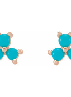 14K White Gold White Opal Three-Stone Cabochon Earrings