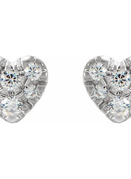 14K Yellow Gold 1/10 CTW Natural Diamond Heart Earrings