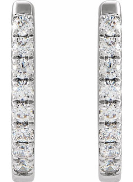 14K Yellow Gold 1/8 CTW Natural Diamond Hoop Earrings