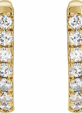 14K Yellow Gold 1/8 CTW Natural Diamond Hoop Earrings