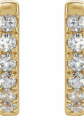 14K Yellow Gold 1/8 CTW Natural Diamond Hoop Earrings