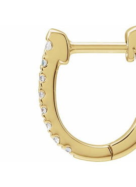 14K Yellow Gold 1/8 CTW Natural Diamond Hoop Earrings