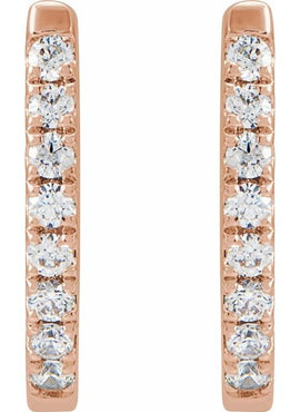 14K Yellow Gold 1/8 CTW Natural Diamond Hoop Earrings