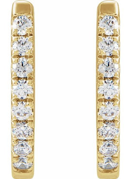 14K Yellow Gold 1/8 CTW Natural Diamond Hoop Earrings