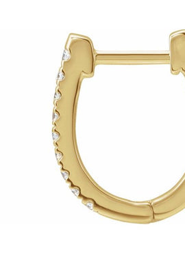 14K Yellow Gold 1/8 CTW Natural Diamond Hoop Earrings