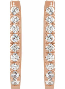 14K Yellow Gold 1/8 CTW Natural Diamond Hoop Earrings