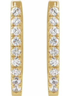 14K Yellow Gold 1/8 CTW Natural Diamond Hoop Earrings