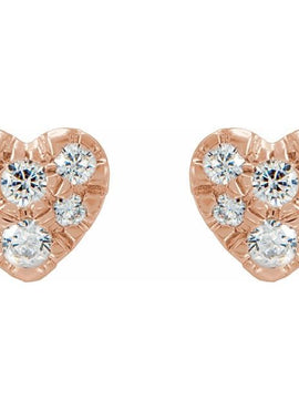 14K Yellow Gold 1/10 CTW Natural Diamond Heart Earrings
