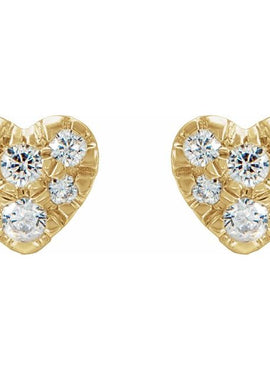 14K Yellow Gold 1/10 CTW Natural Diamond Heart Earrings