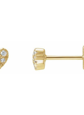 14K Yellow Gold 1/10 CTW Natural Diamond Heart Earrings