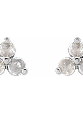 14K Rose Gold .05 CTW Rose-Cut Natural Diamond Three-Stone Earrings