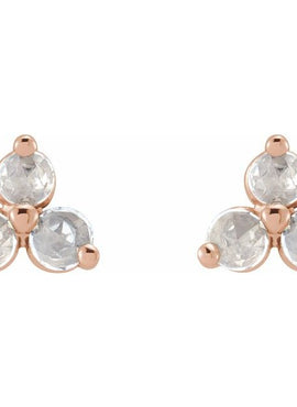 14K Rose Gold .05 CTW Rose-Cut Natural Diamond Three-Stone Earrings