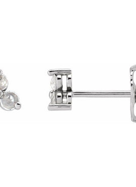 14K Rose Gold .05 CTW Rose-Cut Natural Diamond Three-Stone Earrings