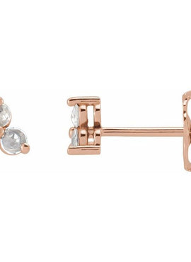 14K Rose Gold .05 CTW Rose-Cut Natural Diamond Three-Stone Earrings