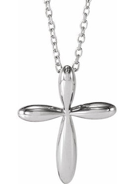 14K White Gold 14.65x11.2 mm Cross Pendant