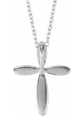 14K White Gold 14.65x11.2 mm Cross Pendant