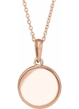 14K White Gold .005 CT Natural Diamond Engravable Pendant