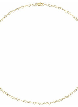 14K Yellow Gold 3.2 mm Heart Cable 7