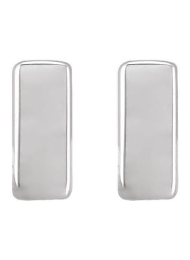 14K White Gold Bar Earrings
