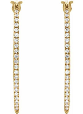 14K Yellow Gold 1/2 CTW Natural Diamond Hoop Earrings