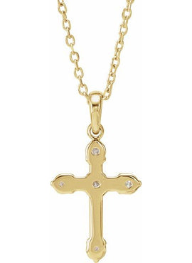 14K White Gold .07 CTW Natural Diamond Cross Pendant