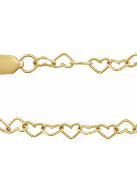 14K Yellow Gold 3.2 mm Heart Cable 7