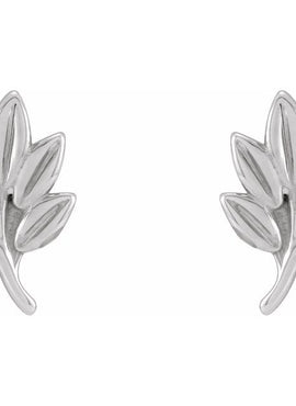 Sterling Silver Left Leaf Earring