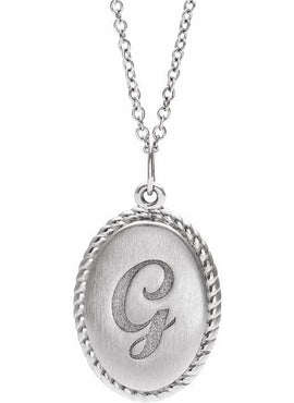 14K Yellow Gold Engravable Oval Rope Pendant