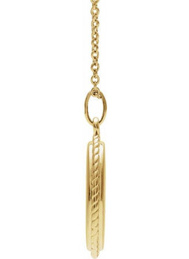 14K Yellow Gold Engravable Oval Rope Pendant