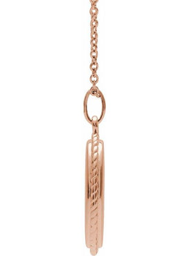 14K Yellow Gold Engravable Oval Rope Pendant