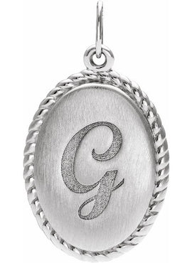 14K Yellow Gold Engravable Oval Rope Pendant