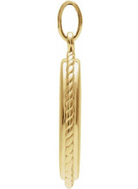 14K Yellow Gold Engravable Oval Rope Pendant