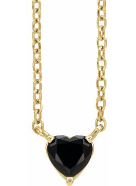 14K Yellow Gold Natural Mozambique Garnet Heart 16-18