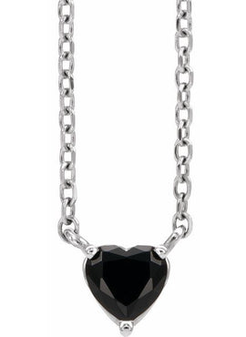 14K Yellow Gold Natural Mozambique Garnet Heart 16-18