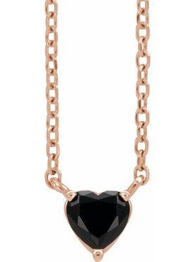14K Yellow Gold Natural Mozambique Garnet Heart 16-18