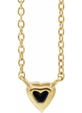 14K Yellow Gold Natural Mozambique Garnet Heart 16-18