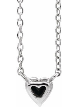 14K Yellow Gold Natural Mozambique Garnet Heart 16-18