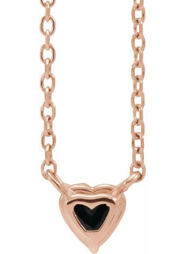 14K Yellow Gold Natural Mozambique Garnet Heart 16-18