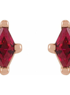 Sterling Silver 6x3 mm Lab-Grown Ruby Earrings