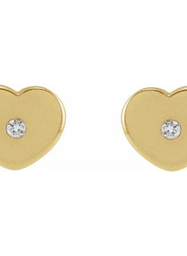 14K Rose Gold .01 CTW Natural Diamond Youth Heart Earrings