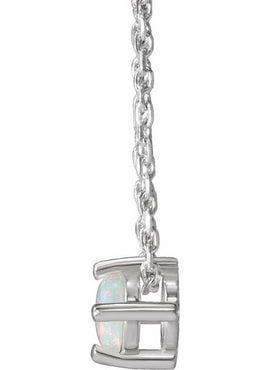 14K White Gold Natural White Opal Cabochon Pendant