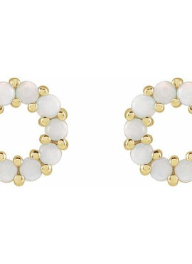 14K Rose Gold Natural Turquoise Cabochon Earrings